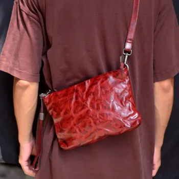 Многофункциональная сумка через плечо в стиле унисекс из натуральной кожи AETOO, нишевая повседневная сумка из воловьей кожи растительного дубления. 22