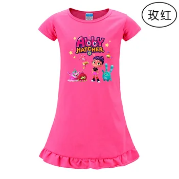 Ночная рубашка для девочки Эбби Хэтчер, подарок на день рождения, пижамное платье для малышей, красочное хлопчатобумажное платье с коротким рукавом, доступно от 2 до 12 лет 21