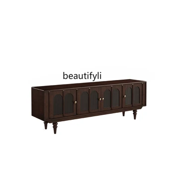 ТВ-шкаф из массива дерева и чайный столик во французском стиле, американский ретро-напольный шкаф из вишневого дерева средней Древности, мебель для гостиной 13