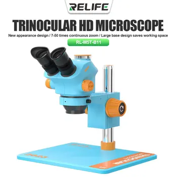 0.7-5.0x RL-M5T-B11 Тринокулярный HD Микроскоп Ремонт телефона Проверка печатных плат Ремонт Прецизионных приборов HD Широкоугольные Микроскопы 24