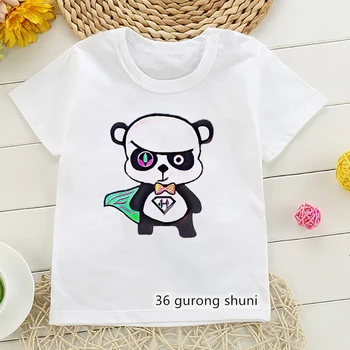 Футболка с рисунком забавной панды для девочек /мальчиков, детская одежда Kawaii, летняя футболка с коротким рукавом, детская футболка в стиле харадзюку, 24
