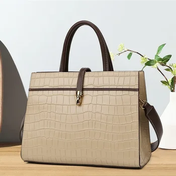 Роскошный бренд 2023, Новая женская сумка с текстурой аллигатора, Темпераментная, простая, для поездок на работу, большая вместительная сумка-тоут, сумки-мессенджеры, сумка-мешок 21