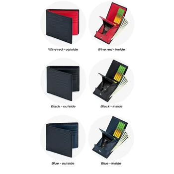 Винтажный мужской двойной кошелек из углеродного волокна с узором из искусственной кожи, карман для мелочи, кошелек для кредитных карт, держатель для карт