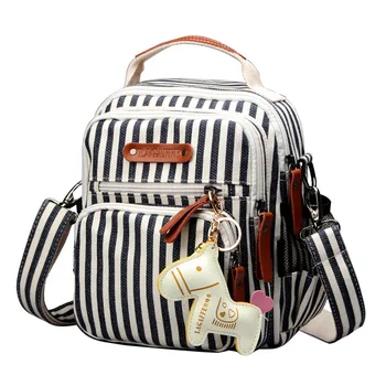 Многофункциональная сумка для мамы, рюкзак через плечо большой емкости, простая сумка для мамы в полоску, модная универсальная сумка для беременных 19