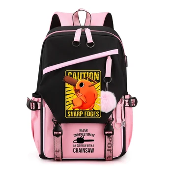 Человек-бензопила Почита Аниме Рюкзак для студентов колледжа Модный Модный рюкзак для путешествий Студенческая сумка для книг Для девочек Ноутбук Usb Школьная сумка 25