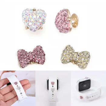 Металлические подвески, Декоративное кольцо для ремешка Apple Watch, Бриллиантовый орнамент, смарт-часы, силиконовый ремешок, Аксессуары для браслета iwatch 7