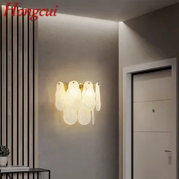 Современный латунный настенный светильник Hongcui Роскошная прикроватная лампа для гостиной спальни Ретро Гостиничный коридор Настенный светильник для прихожей 3