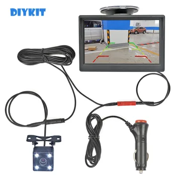 Автомобильный монитор DIYKIT с 5-дюймовым TFT LCD экраном, вид сзади автомобиля, система парковки со светодиодной камерой заднего вида, автомобильное зарядное устройство, простая установка 10