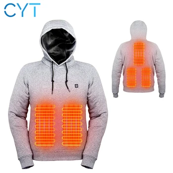 CYT 2024, Лидер продаж, Уличные свитера с электрическим USB-подогревом, толстовки, Мужская Зимняя теплая одежда с подогревом, куртка для зарядки, Спортивная одежда 12
