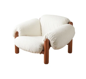 Хлопковый диван-кресло, ленивый человек, современная минималистичная гостиная, спальня, небольшая квартира, ткань для одного человека, массив дерева 19