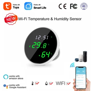 Граффити WiFi Датчик температуры и влажности Детектор Tuya Беспроводной Wi Fi Датчик температуры и влажности USB Зарядка Датчик температуры 15