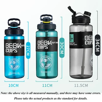 2-литровые спортивные бутылки для воды, Прозрачный Пластиковый стакан для воды, бутылка для воды, не содержащая BPA, Портативный кувшин для напитков для путешествий на открытом воздухе 9