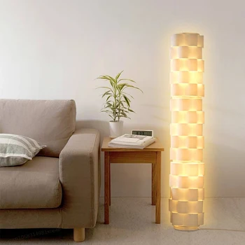 Современная прикроватная светодиодная Торшерная лампа для спальни гостиной Домашний декор из белой ткани Угловые Торшеры Дизайнерский светильник-подставка