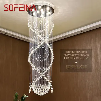 SOFEINA Современный хрустальный подвесной светильник, креативная роскошная светодиодная люстра для дома, гостиной, виллы, лестницы 2