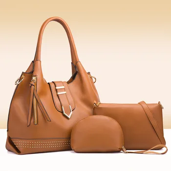 Женские сумки из искусственной кожи большой емкости, комплект из 3 предметов, сумка через плечо, Высококачественная женская сумка-тоут, повседневная сумка через плечо 1