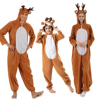 Детский Рождественский костюм Унисекс для взрослых, костюм оленя, Семейная одежда для косплея Лося, Пижамы с животными, Карнавальный костюм для вечеринки