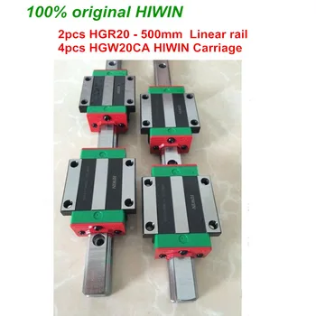 Линейный рельс HGR20 HIWIN: 2шт 100% оригинальный рельс HIWIN HGR20 - 500mm rail + 4шт блоки HGW20CA для фрезерного станка с ЧПУ 25