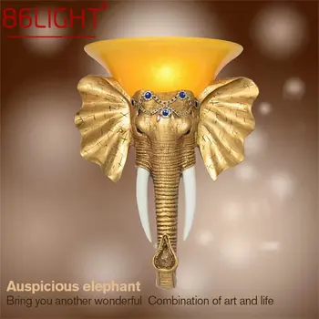 86LIGHT Современный настенный светильник в виде слона, Интерьерные светодиодные Креативные Европейские бра из смолы и золота для дома, гостиной, коридора 11
