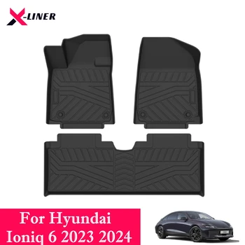 Всепогодные коврики для Hyundai Ioniq 6 2023 2024 Грузовой лайнер Задний багажник Коврик для грузового лотка Водонепроницаемые Аксессуары для интерьера