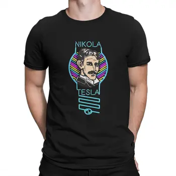 Мужская футболка Physicien Inventeur Geek, модные хлопковые футболки Nikola Tesla, футболка с круглым воротником и коротким рукавом, подарок на день рождения 4