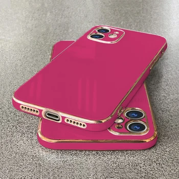 Роскошная окантовка с покрытием, однотонный силиконовый чехол для телефона iPhone 15 14 11 12 13 14 Pro Max Mini 15 14 Plus, мягкий защитный чехол 2