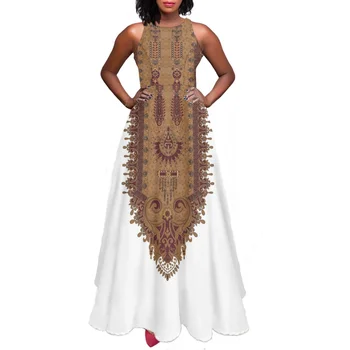 Дизайн этнической культуры, летнее Женское традиционное платье в африканском стиле без рукавов, элегантный праздничный сарафан для дам, длинная одежда 1