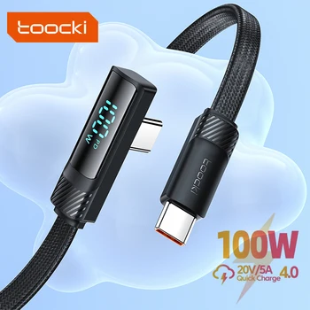 Toockipd 100 Вт 90 Градусов USB Type C Кабель к USB C Быстрая Зарядка для Macbook Xiaomi Huawei OPPO Samsung Huawei Display Cable 5
