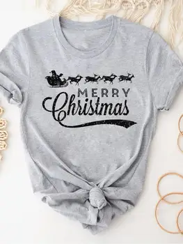 Одежда, Модная Рождественская новогодняя футболка с коротким рукавом и принтом, фестивальный тренд, базовая женская футболка, графические футболки 22