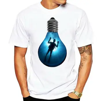 Пляжная мужская футболка с модным принтом, футболки для подводного плавания, футболка ~ Diver in The Bulb Water, мужские крутые хлопковые летние топы с коротким рукавом 20