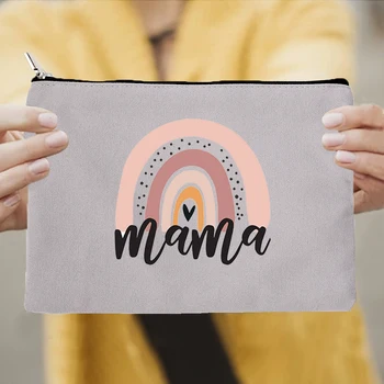 Rainbow Mama Парусиновые серые косметички, сумки, женская мода, повседневная косметичка на молнии, Органайзеры для туалетных принадлежностей, дорожные подарки для женщин 11