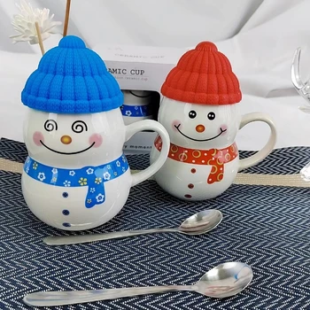 300 мл Кружка со снеговиком Креативная Керамическая чашка большой емкости Кофейные чашки Милые мужчины и женщины Рождественский подарок на День рождения Чашка для завтрака 15
