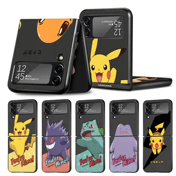 Чехол Pokemon Gengar Для Samsung Galaxy Z Flip 5 4 3 5G Жесткий Роскошный Чехол Для Мобильного Телефона ZFlip5 ZFlip4 Clear PC Capa 17