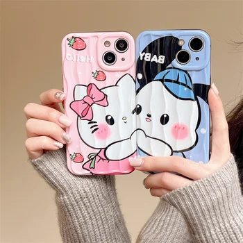 Аниме Sanrio Hello Kitty Pochacco Чехол для телефона iPhone 15 14 13 12 11 Pro Max Прекрасный мультяшный чемодан Wave Противоударный чехол 25