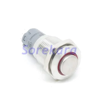 16 мм Кольцо из нержавеющей стали LED Цвет КРАСНЫЙ Защелкивающийся Кнопочный переключатель 2NO 2NC IP67 UL 6V/12V/24V/110V/220V 23