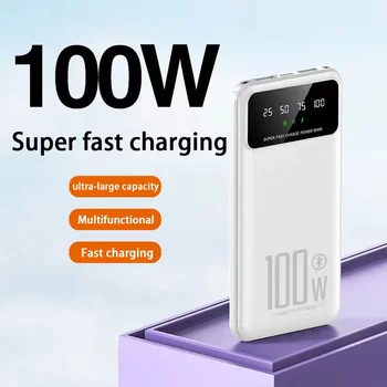 Power Bank 100000 мАч 100 Вт Сверхбыстрая зарядка Портативное внешнее зарядное устройство для Iphone 14 13 Samsung Huawei Xiaomi Poverbank 24