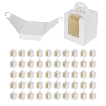 50 ШТ одиночных коробочек для кексов Белые Индивидуальные держатели для кексов с окошками для упаковки 20