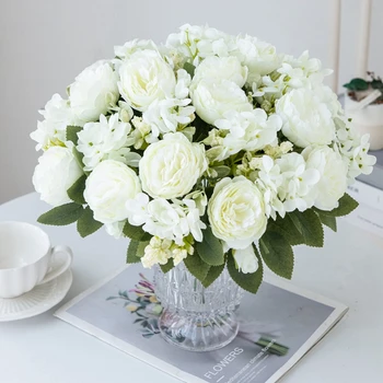 7 вилок Дворцовая гортензия Персидская роза для свадьбы домашняя цветочная композиция декор для рождественской вечеринки высококачественные искусственные цветы 18