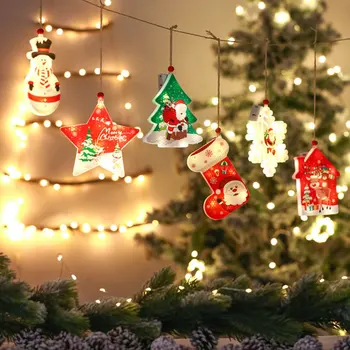 Креативный Рождественский световой декор Подвесной светодиодный декор Санта-Елки Фестивальный ночной светильник для вечеринки Домашний светодиодный Теплый белый свет 14