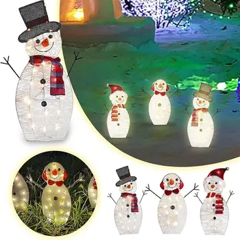 Акриловый Рождественский светильник, симпатичный, с батарейным отсеком, лампа для искусственных рождественских сцен, светодиодная подсветка, украшение двора в виде снеговика 17