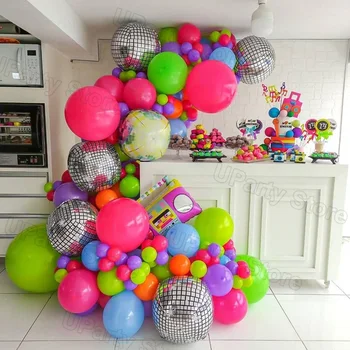 1 Комплект воздушных шаров на день рождения, арка-гирлянда, Большой 4D Серебряный лазерный шар, ретро Радио, гелиевый шар Globos для декора вечеринки на тему дискотеки 13