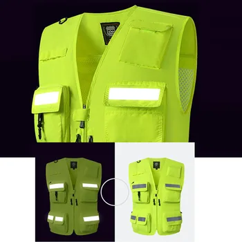 Светоотражающий защитный жилет с высокой видимостью, Рабочая мотоциклетная куртка с пользовательским логотипом, Флуоресцентный сигнал, полицейский Светящийся всадник 17