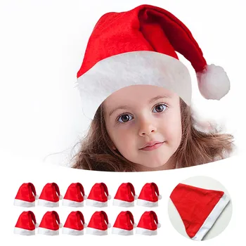 Шляпа Санта-Клауса, 12 упаковок, головной убор в виде набивной шляпы Санта-Клауса, Рождественский костюм для взрослых, принадлежности для рождественской вечеринки 17