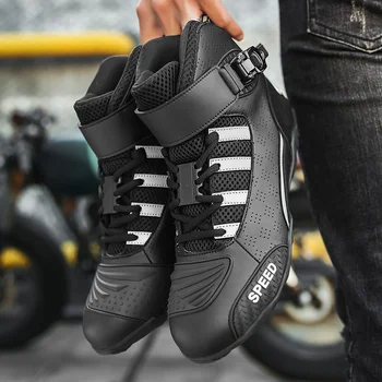 Обувь для велоспорта Four seasons, мотоциклетные ботинки в стиле ретро, светоотражающие, регулируемое крепление, нескользящая резиновая подошва 2