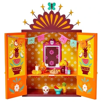 Новый День Мертвых Ofrenda Set Уникальная Алтарная Деревянная Шкатулка Праздничные принадлежности для Вечеринок по случаю Традиционного праздника Мексики 17