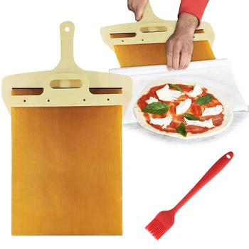 Деревянная выдвижная лопатка для очистки пиццы от кожуры, лопатка для пиццы с ручкой, лопатка для пиццы для духовок внутреннего и наружного использования 22