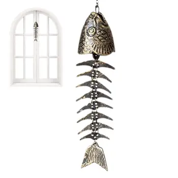 Рыбный колокольчик, Железный Металлический Подвесной Дверной Колокольчик, Подарочная подвеска, Рыбья кость, японский стиль, ретро Рыбий скелет, колокольчик 12