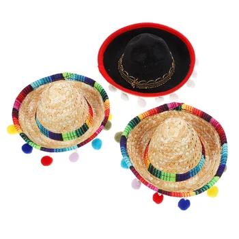 Повязка на голову для вечеринки, Мексиканская шляпа, Сомбреро, Повязки для Fiesta De Hats, мини-аксессуары для фестиваля Cinco Mayo, Украшения для головных уборов 21