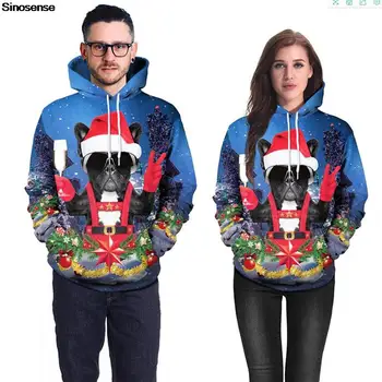 Мужчины Женщины, забавная собака, уродливый Рождественский свитер, новинка с 3D принтом, липкая Рождественская толстовка, пуловер, джемпер для праздничной вечеринки, топы 6