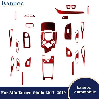Автомобильные Красные наклейки из углеродного волокна, Декоративные Аксессуары для интерьера автомобиля, Различные Детали для Alfa Romeo Giulia 2017 2018 2019 24