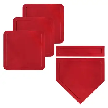 Бейсбольные основы красного цвета с домашней табличкой, резиновые бейсбольные основы для тренировок, игры в кикбол, тренировки мальчиков и девочек 1